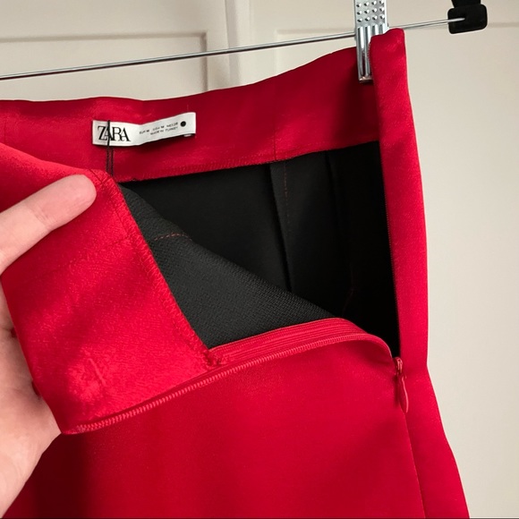Zara Satin-Like Red Mini Skirt Size M - Picture 6 of 9